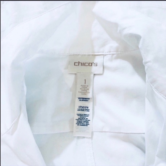 Chico’s White Button Down Tie Waist Tunic - Picture 3 of 7